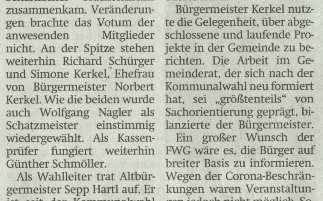 FWG will junge Bürger für Mitarbeit gewinnen – Vorstand bei Hauptversammlung bestätigt
