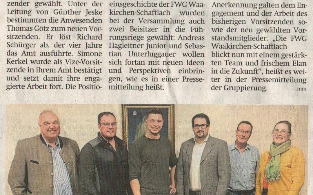 FWG mit gestärktem Team Hauptversammlung mit Neuwahlen